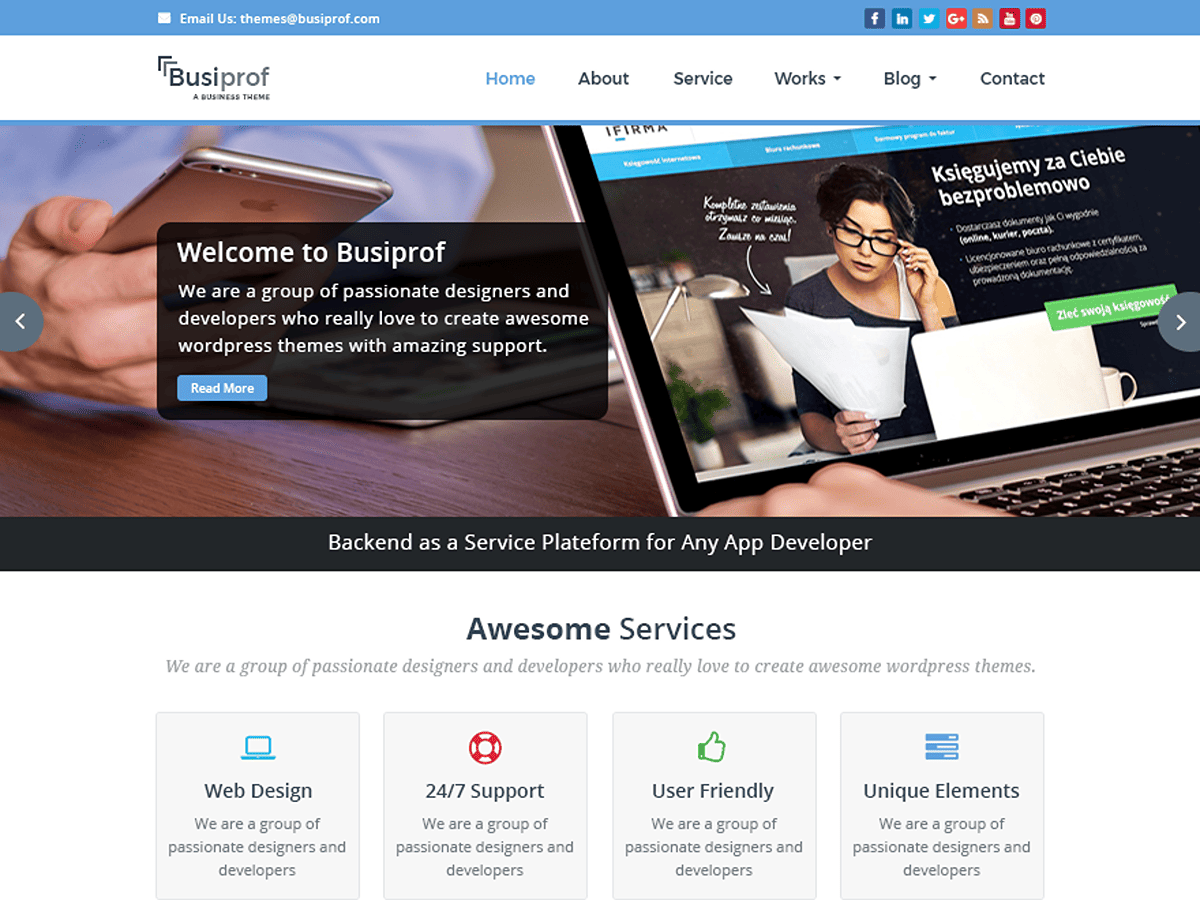 Busiprof theme screenshot