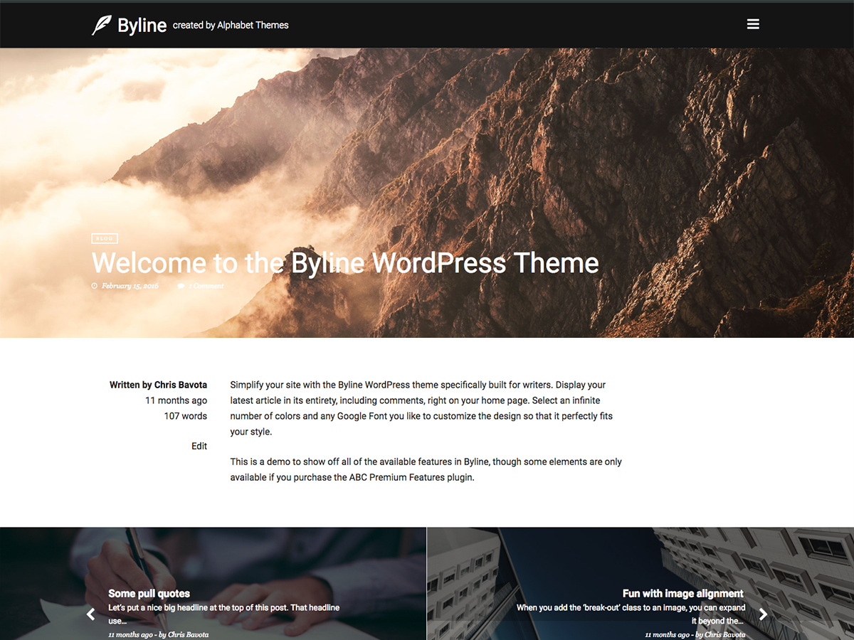 Byline theme screenshot