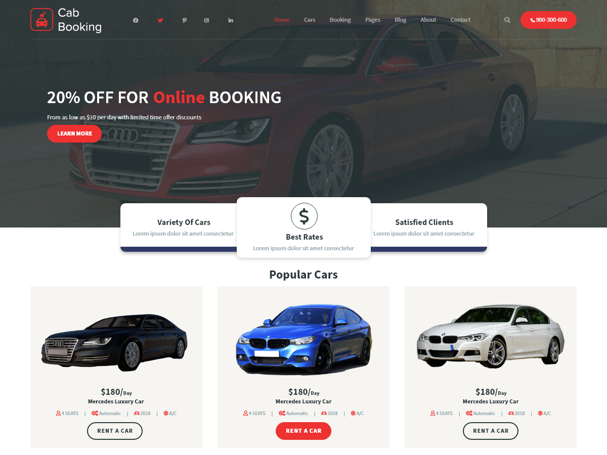 Cab Booking theme screenshot
