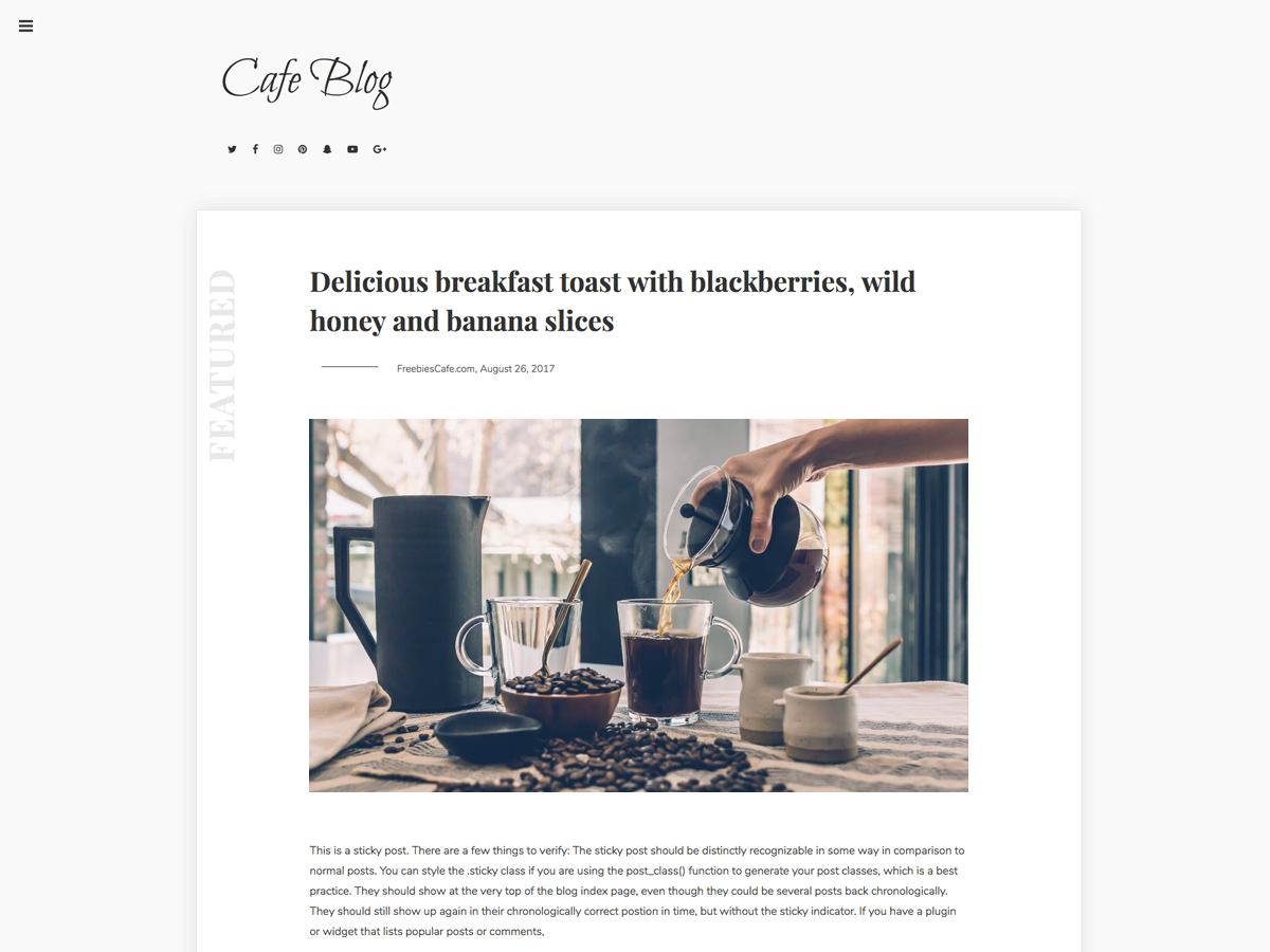 Cafe Blog theme screenshot
