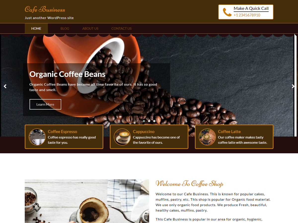 Cafe Business theme screenshot