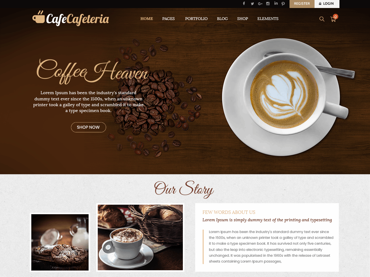 Cafe Cafeteria theme screenshot