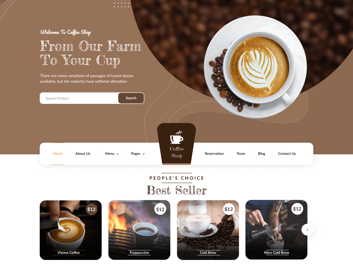 Cafe Coffee Charm theme screenshot