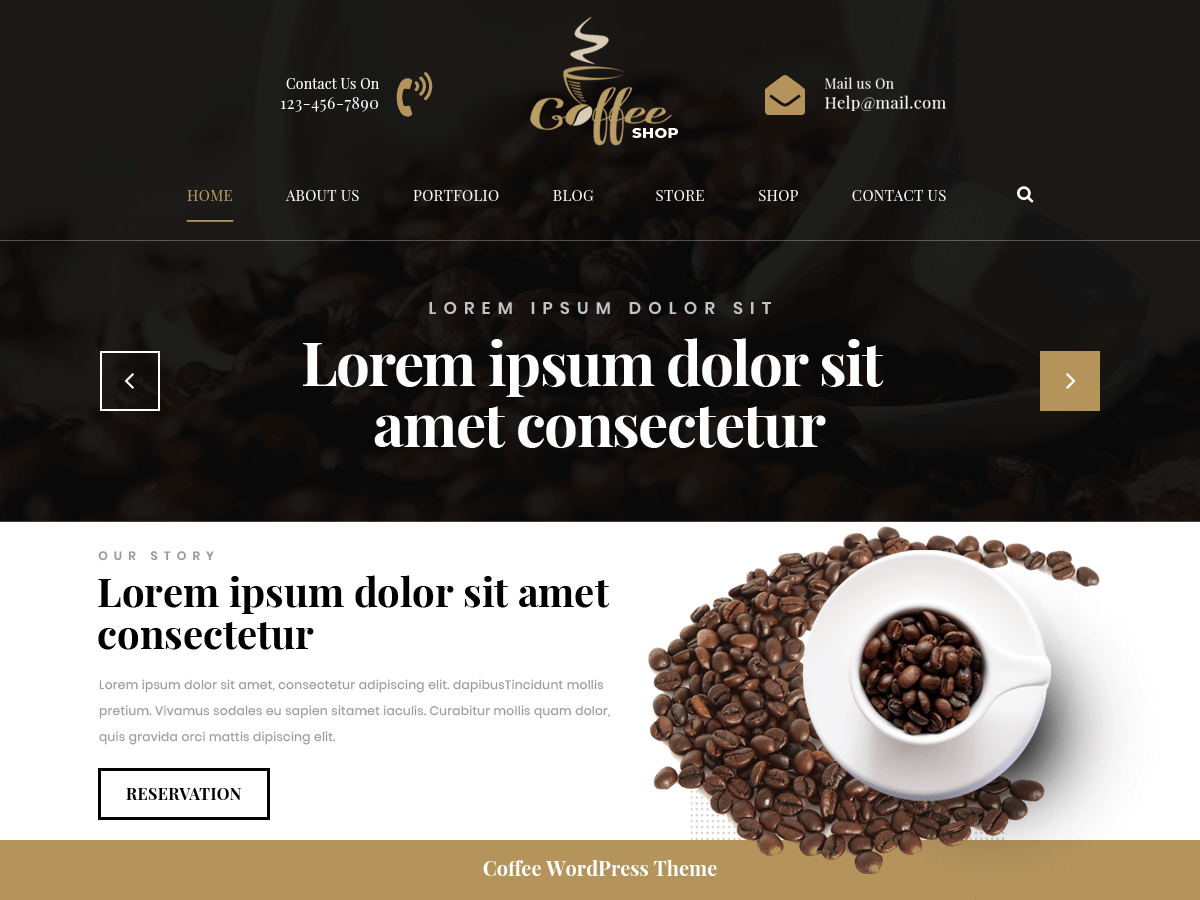 Cafe Coffee Shop theme screenshot