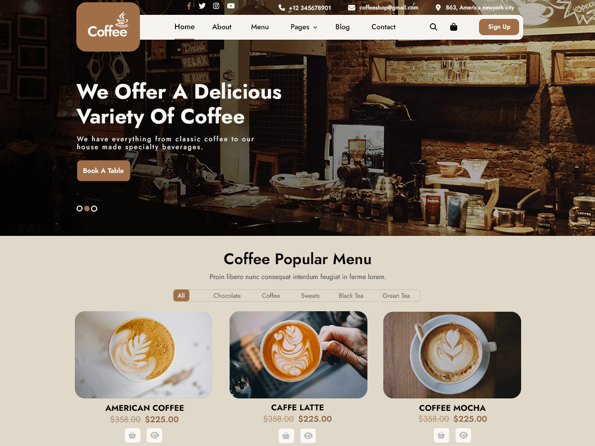 Cafe Elementor theme screenshot