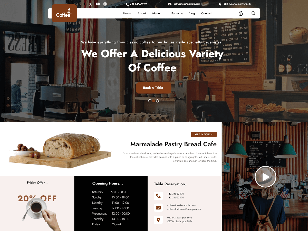 Cafeteria Elementor theme screenshot