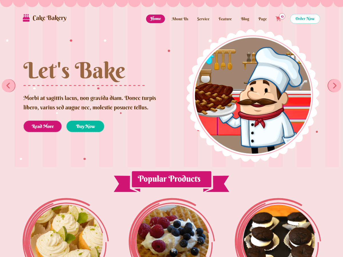Cake Bakery theme screenshot
