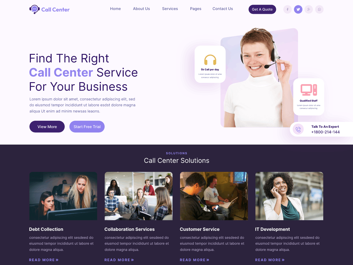 Call Center BPO theme screenshot