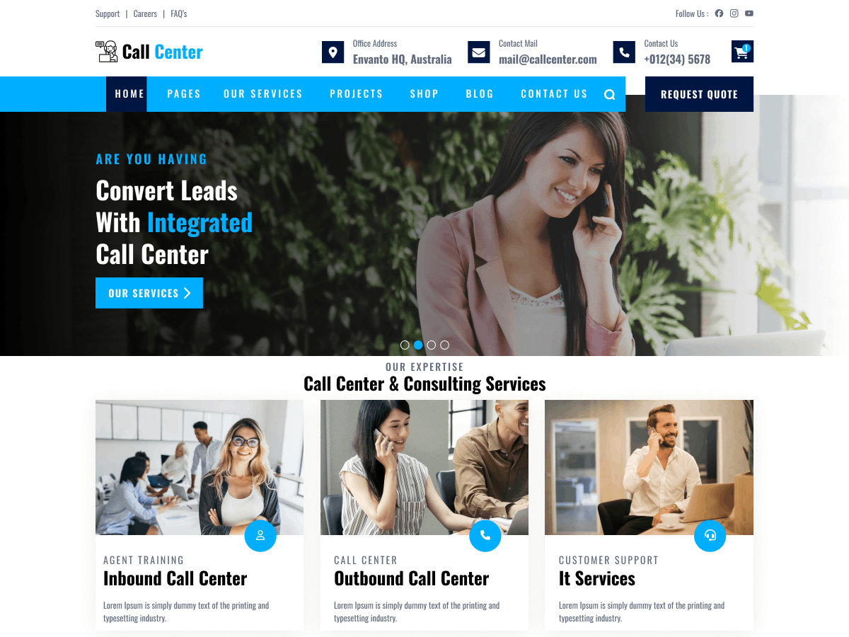 Call Center Services theme screenshot
