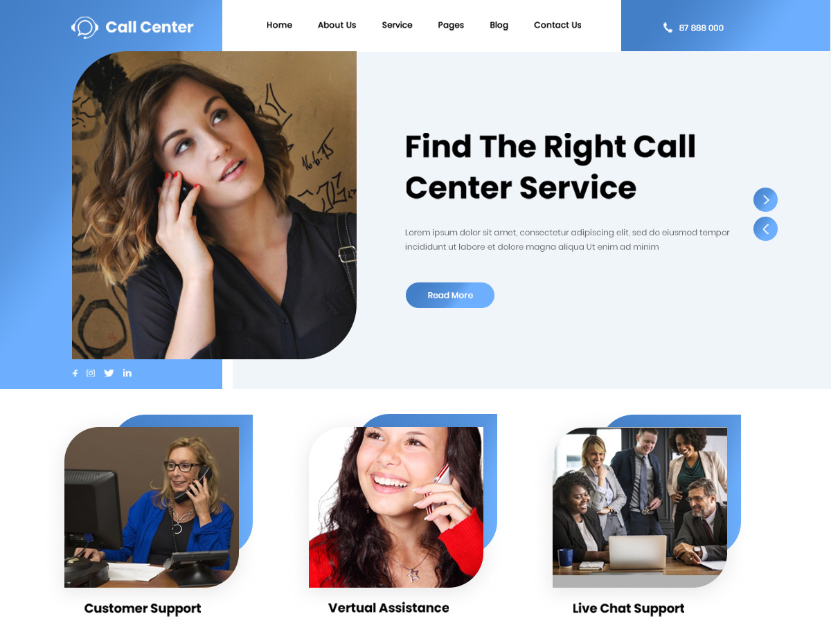 Call Center theme screenshot