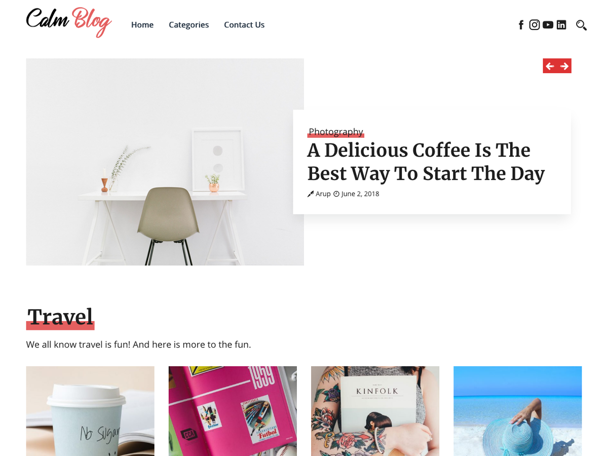 Calm Blog theme screenshot