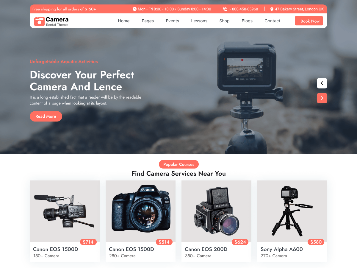 Camera Rental theme screenshot