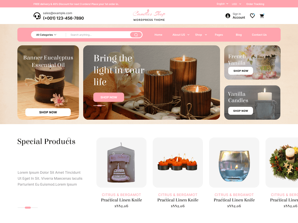 Candles Shop theme screenshot