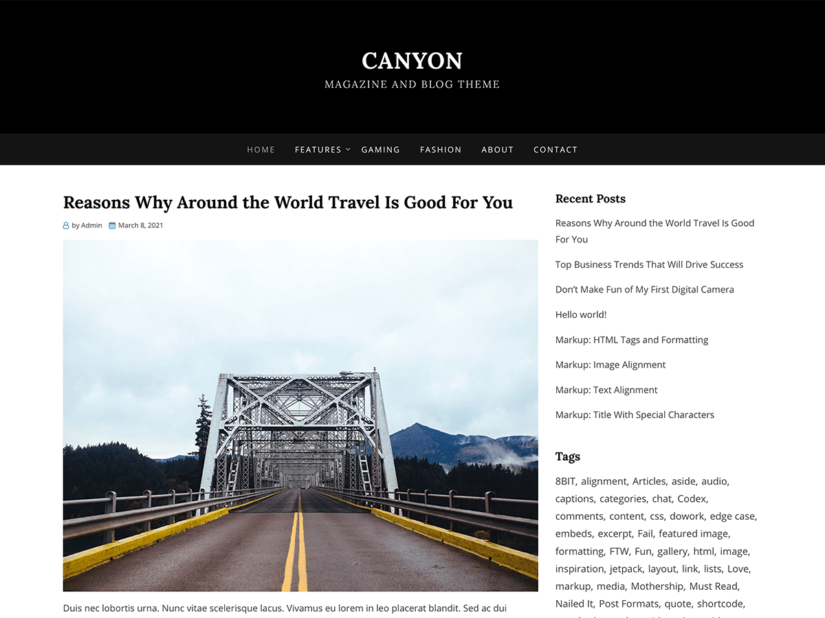 Canyon theme screenshot