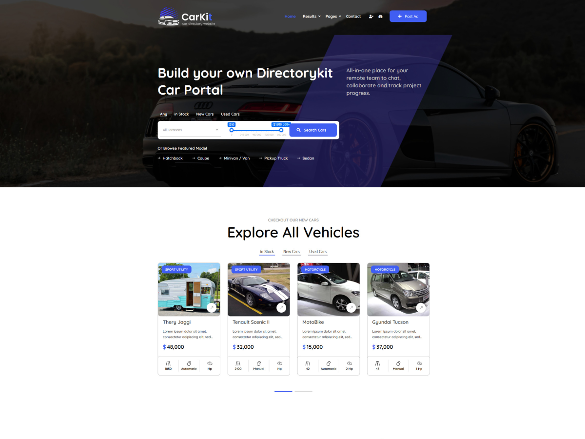 Car Dealership Carkit theme screenshot