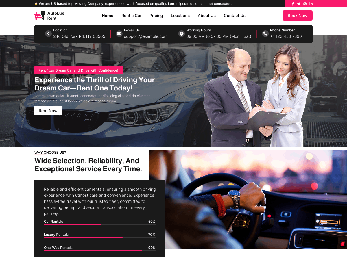 Car Rental Service theme screenshot
