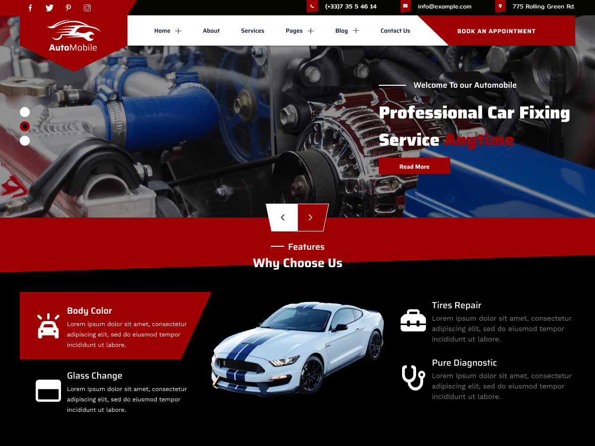 Car Repair Blocks theme screenshot