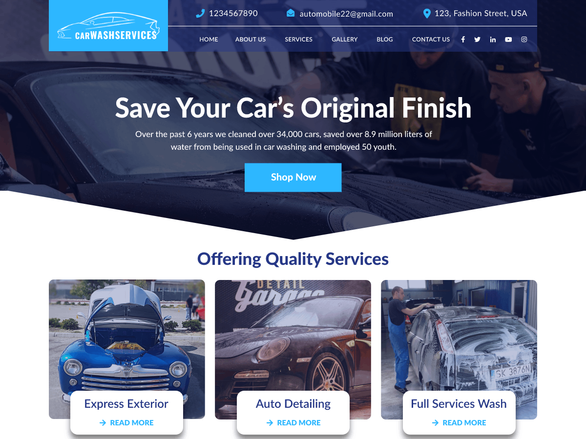 Car Wash Services theme screenshot