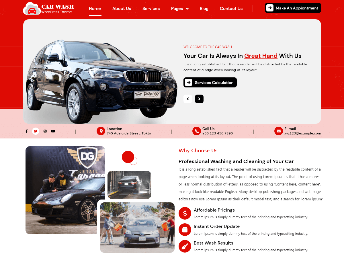 Car Washing Center theme screenshot