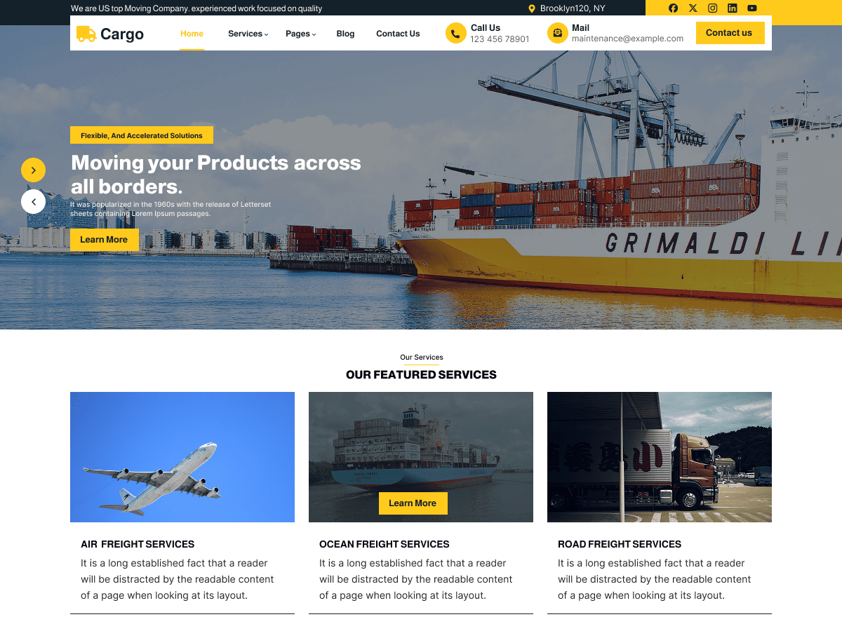 Cargo And Shipping Company theme screenshot