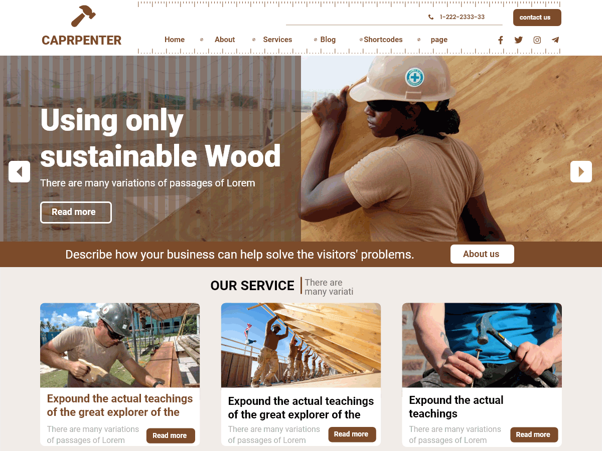 Carpenter Service theme screenshot