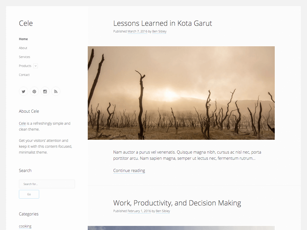 Cele theme screenshot