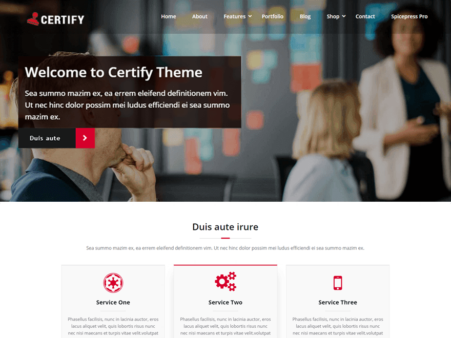 Certify theme screenshot