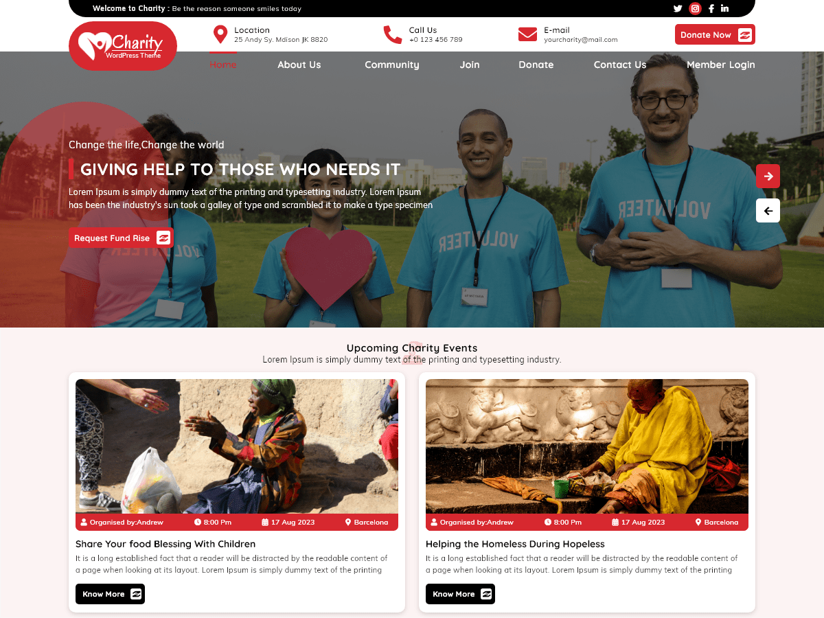 Charitable Non Profit theme screenshot