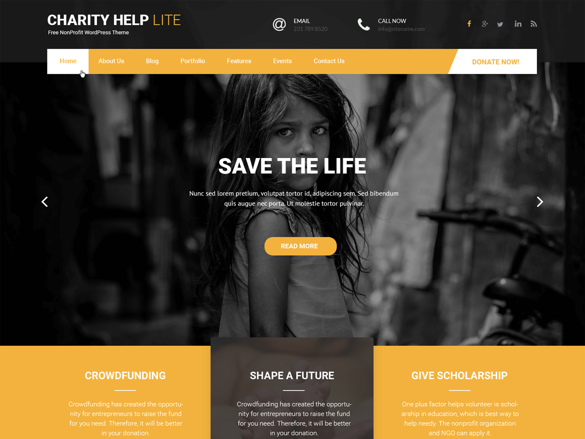 Charity Help Lite theme screenshot