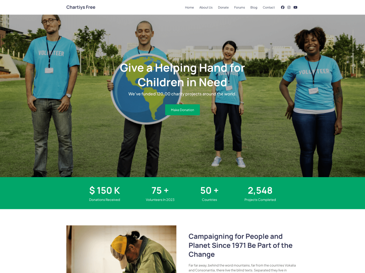 Charitys theme screenshot