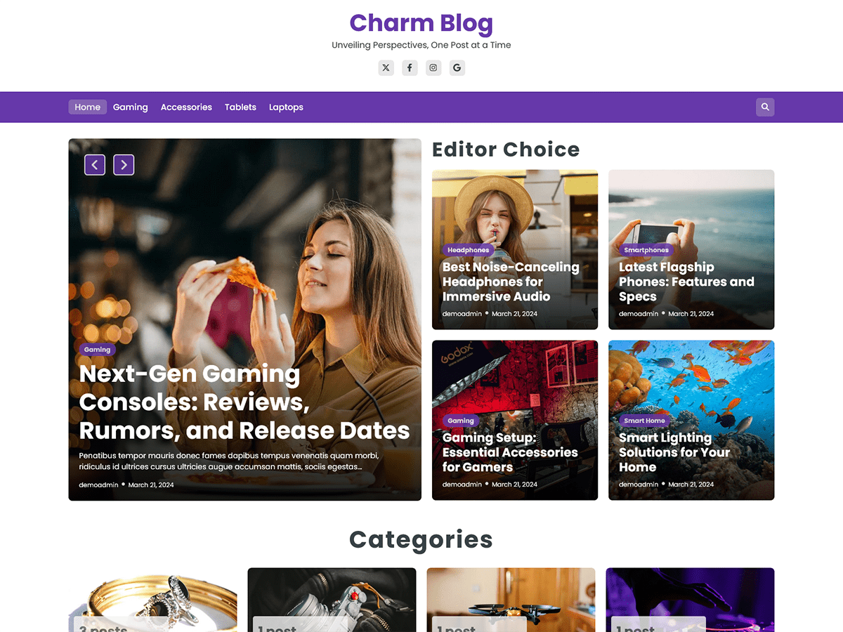 Charm Blog theme screenshot