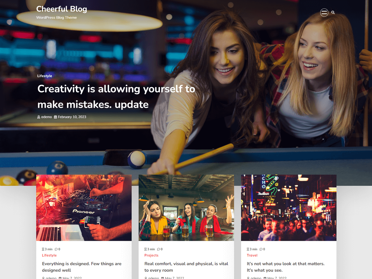 Cheerful Blog theme screenshot