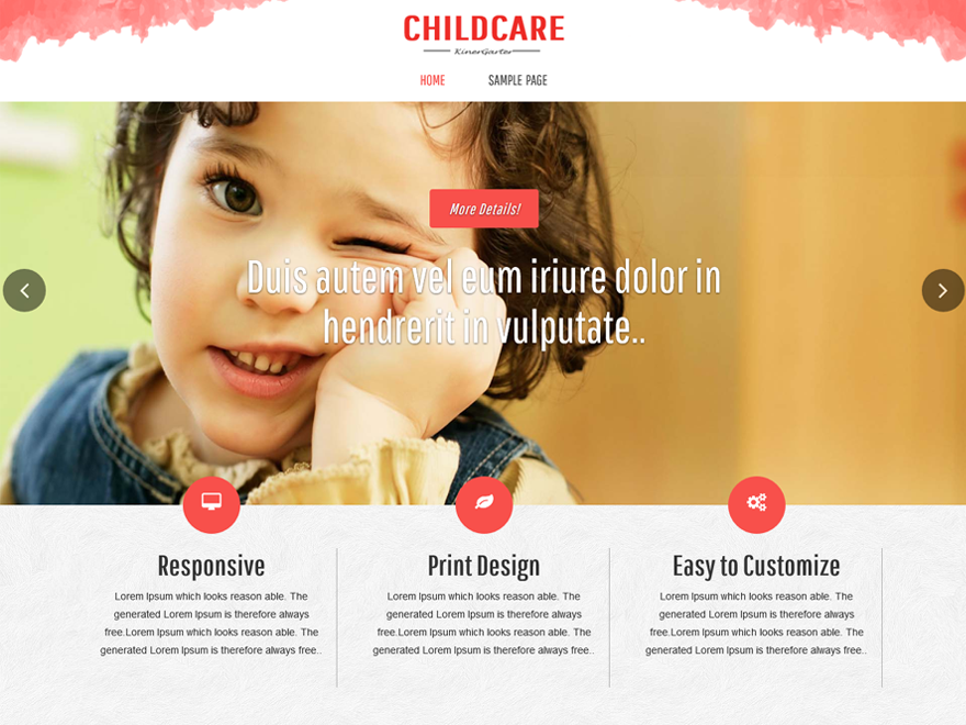 childcare theme screenshot