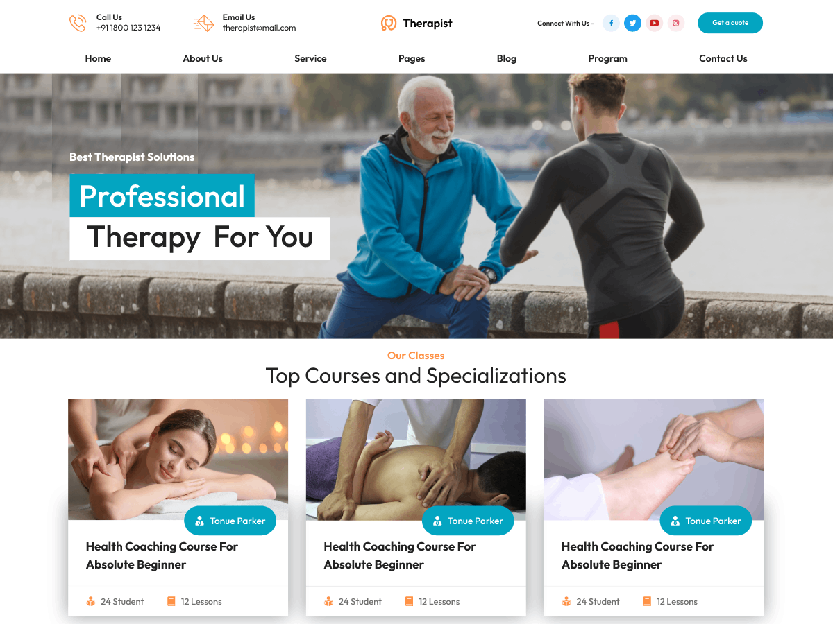Chiropractor Therapy theme screenshot