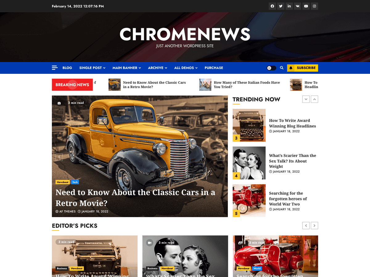ChromeNews theme screenshot