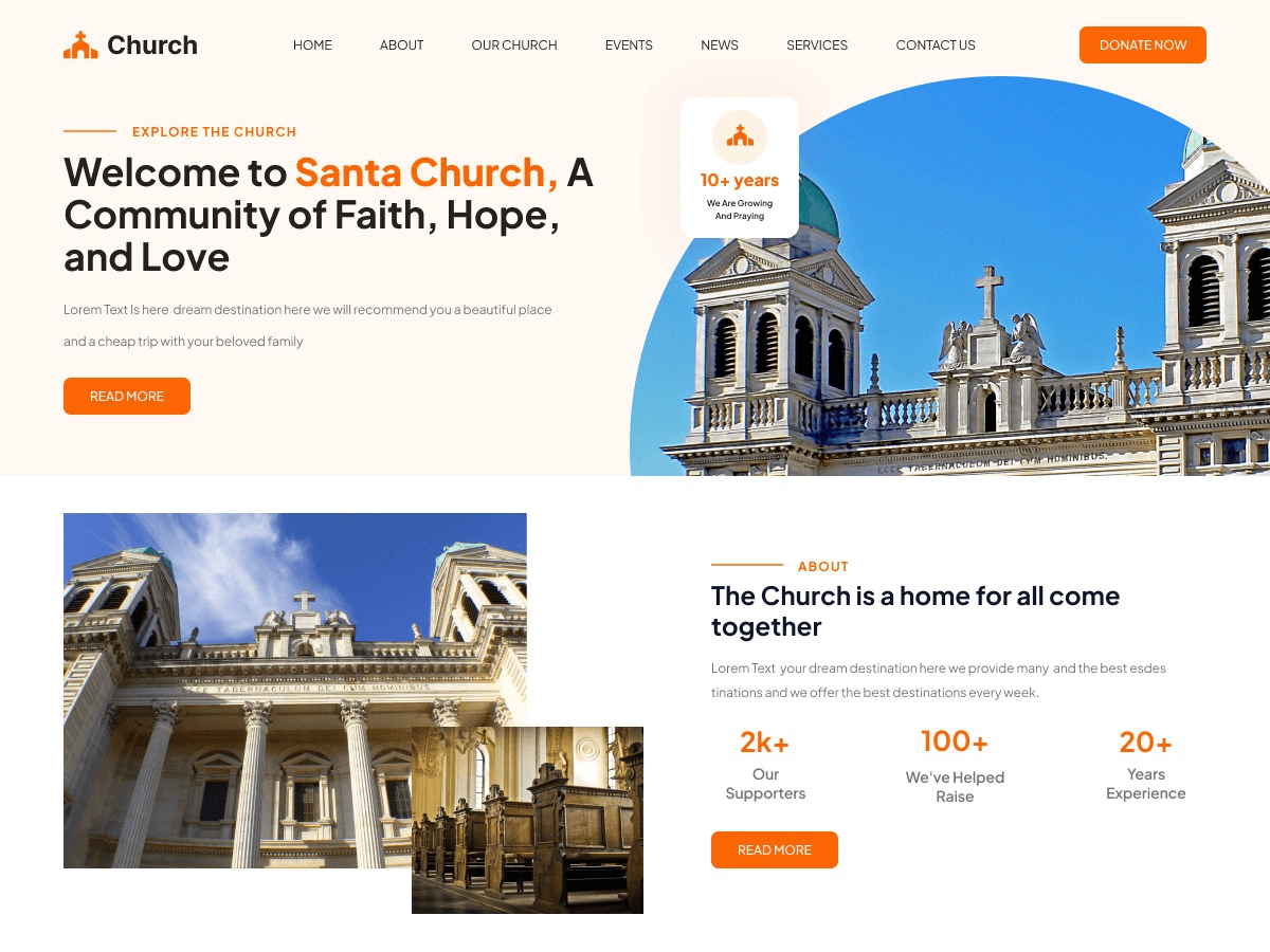 Church Services theme screenshot