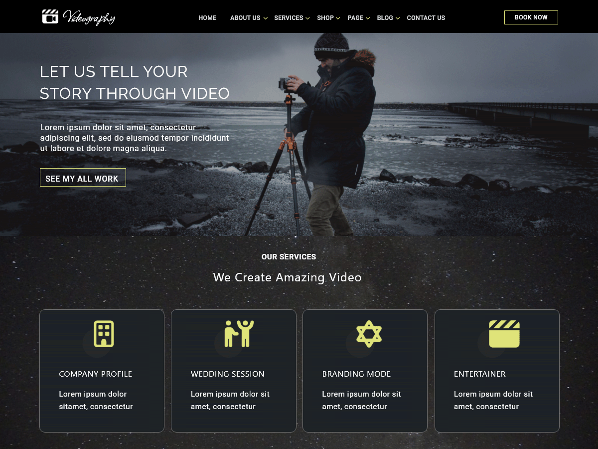 Cinematic Videography theme screenshot