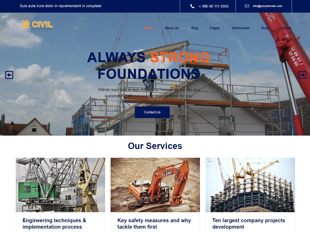 civil construction theme screenshot