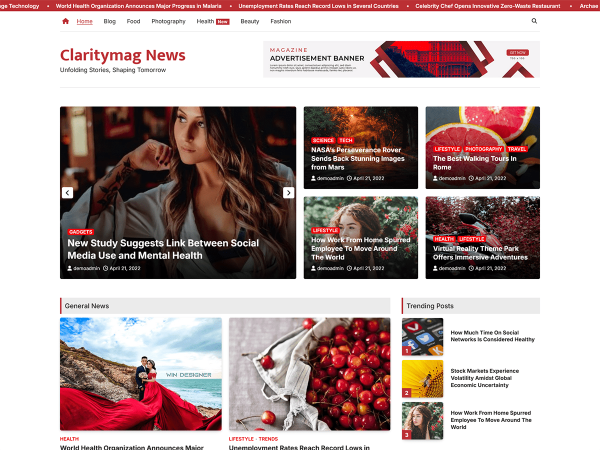 Claritymag News theme screenshot
