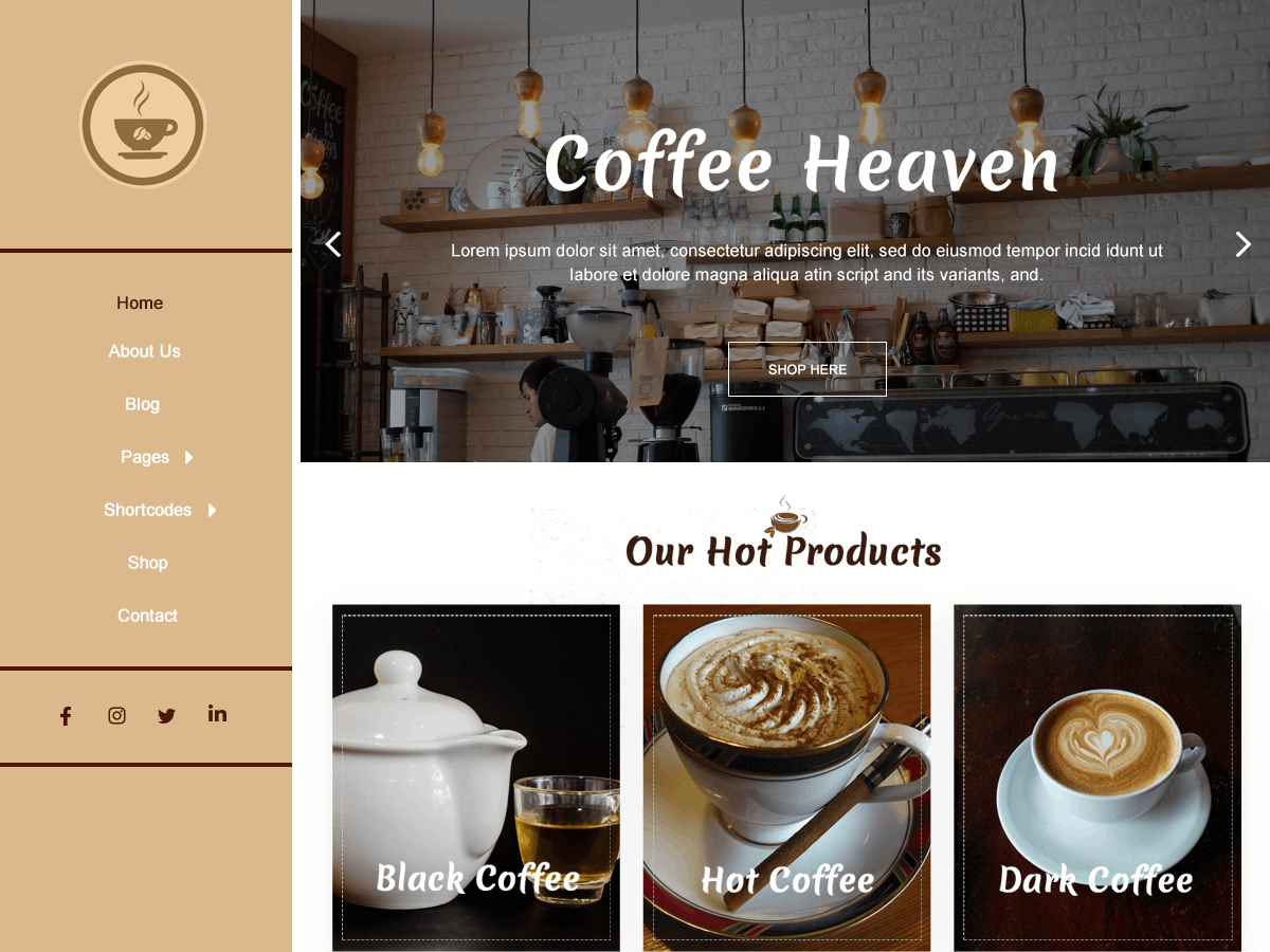 Classic Coffee Shop theme screenshot