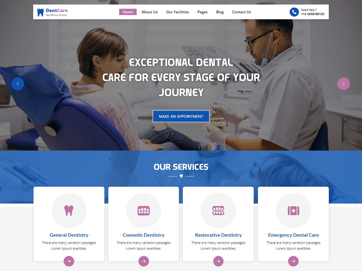 Classic Dentist Clinic theme screenshot