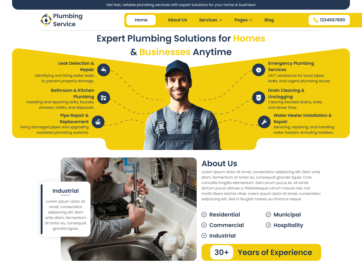 Classic Plumbing Services theme screenshot