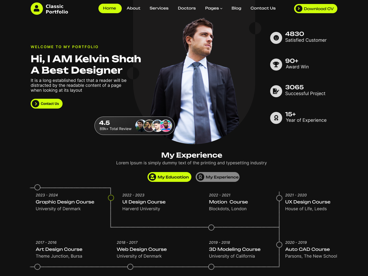 Classic Portfolio theme screenshot