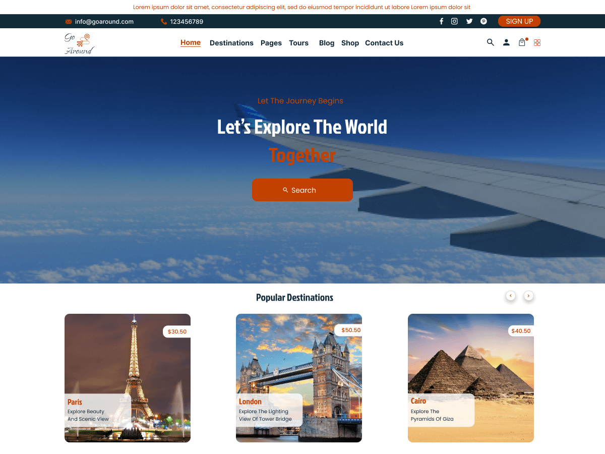 Classic Tour Booking theme screenshot