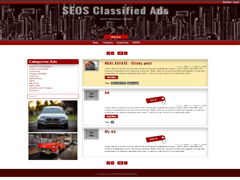 Classified Ads theme screenshot