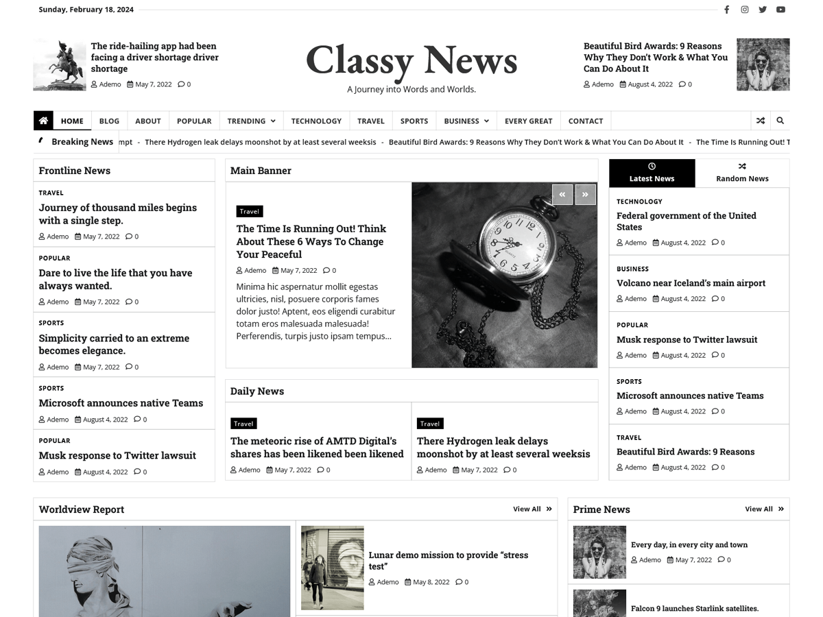 Classy News theme screenshot