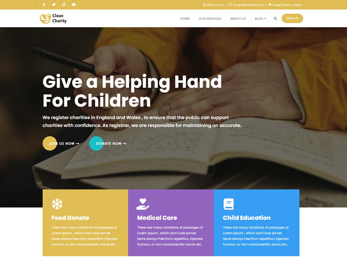 Clean Charity theme screenshot