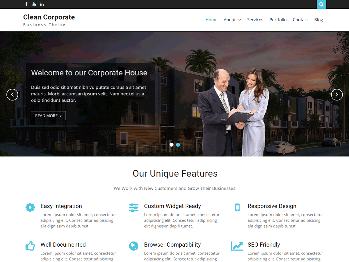 Clean Corporate theme screenshot