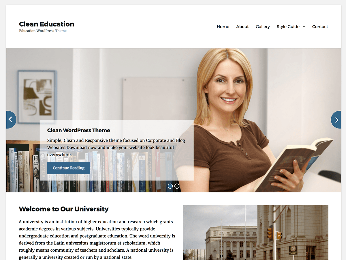 Clean Education theme screenshot