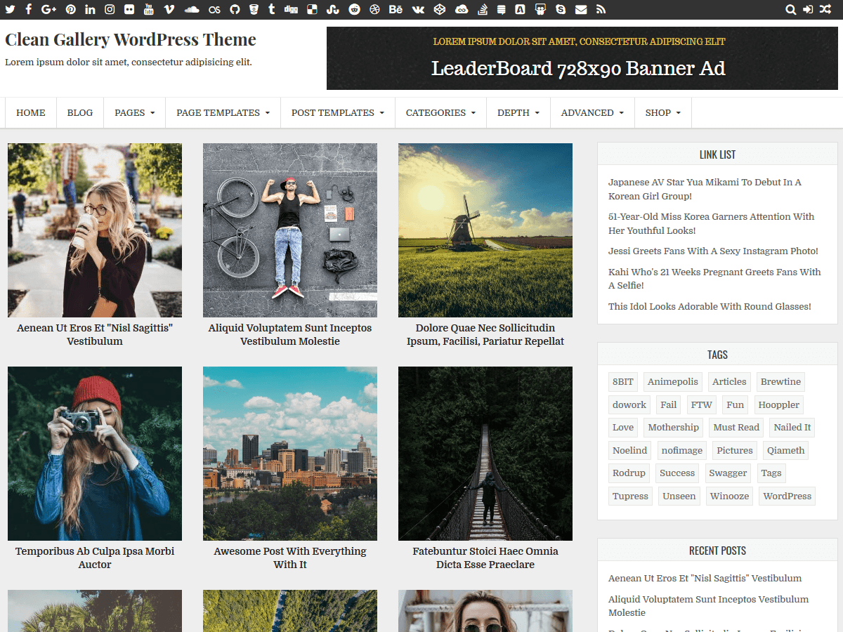 Clean Gallery theme screenshot